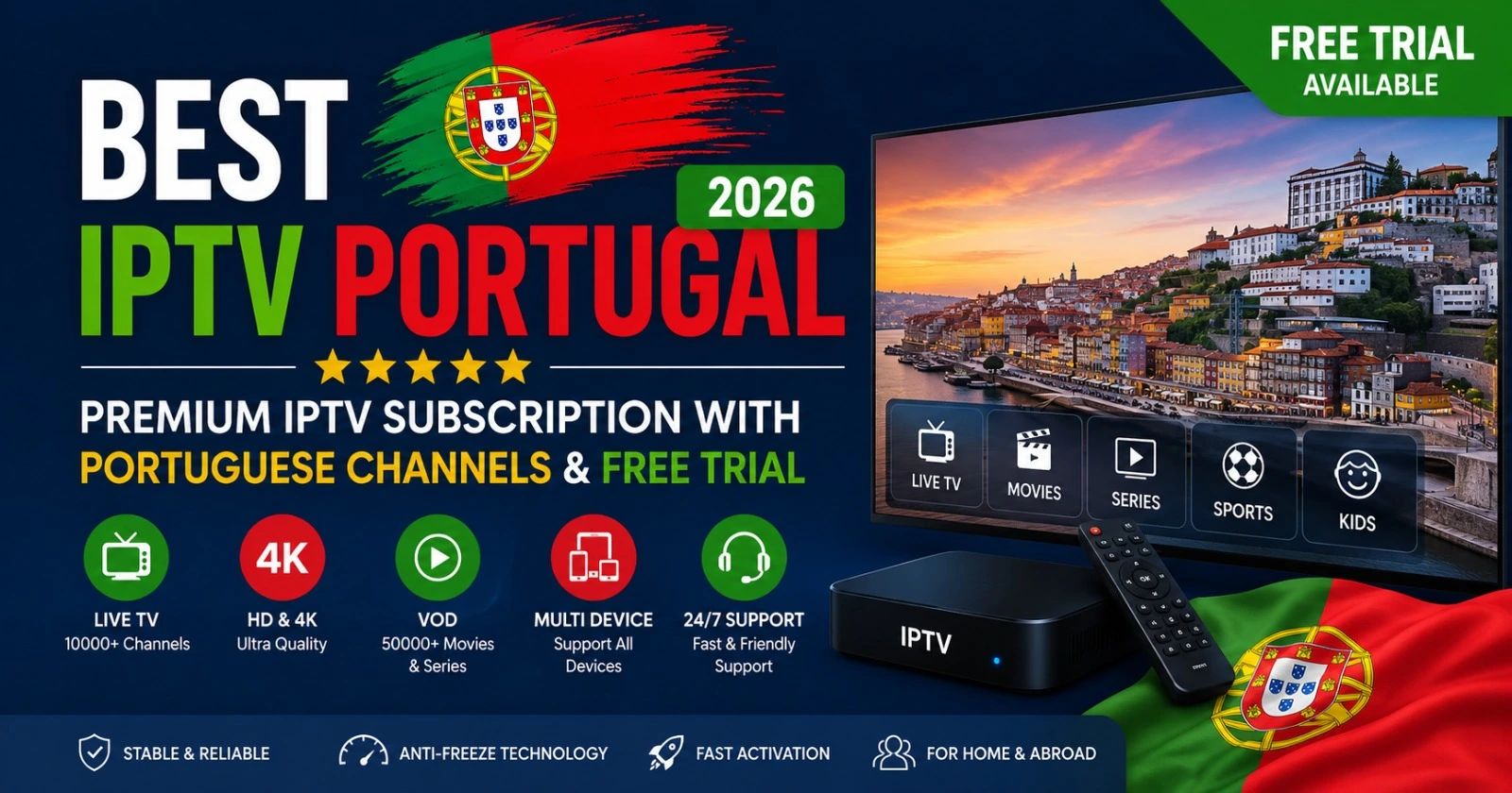 Best IPTV Portugal 2026 – Premium IPTV Subscription with Portuguese Channels & Free Trial 1 Best IPTV Portugal 2026